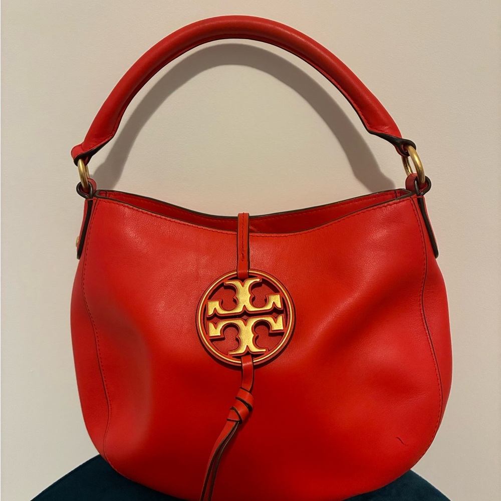 Tory Burch Red / Orange Leather Hobo Bag
